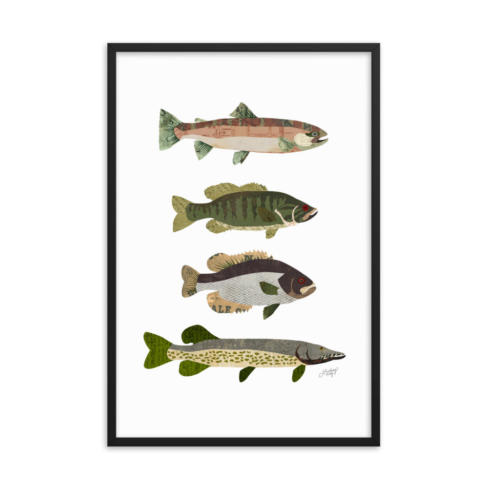Collage de poissons - Impression mate encadrée